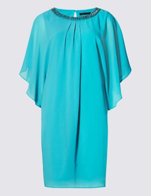 Embellished Neckline Tunic Dress